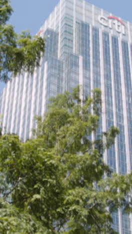 Vertical-Video-Of-Citi-Bank-Office-Building-In-London-Docklands-UK